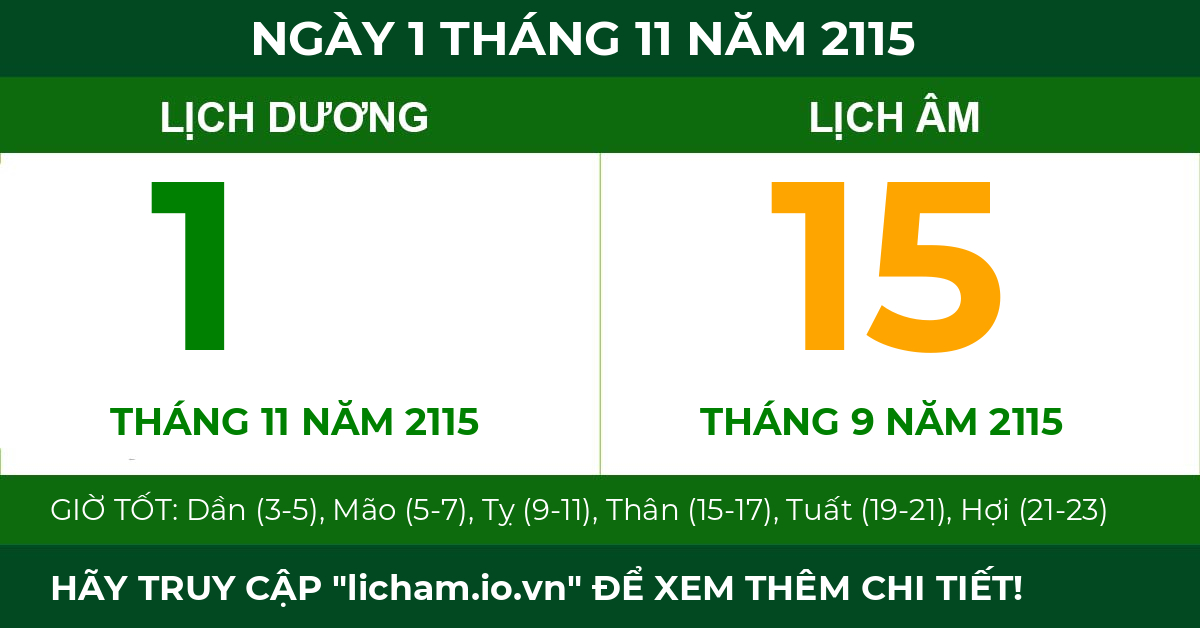 lịch âm ngày 1 tháng 11 năm 2115