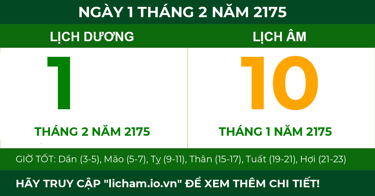 lịch âm ngày 1 tháng 2 năm 2175