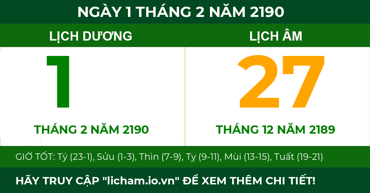 lịch âm ngày 1 tháng 2 năm 2190