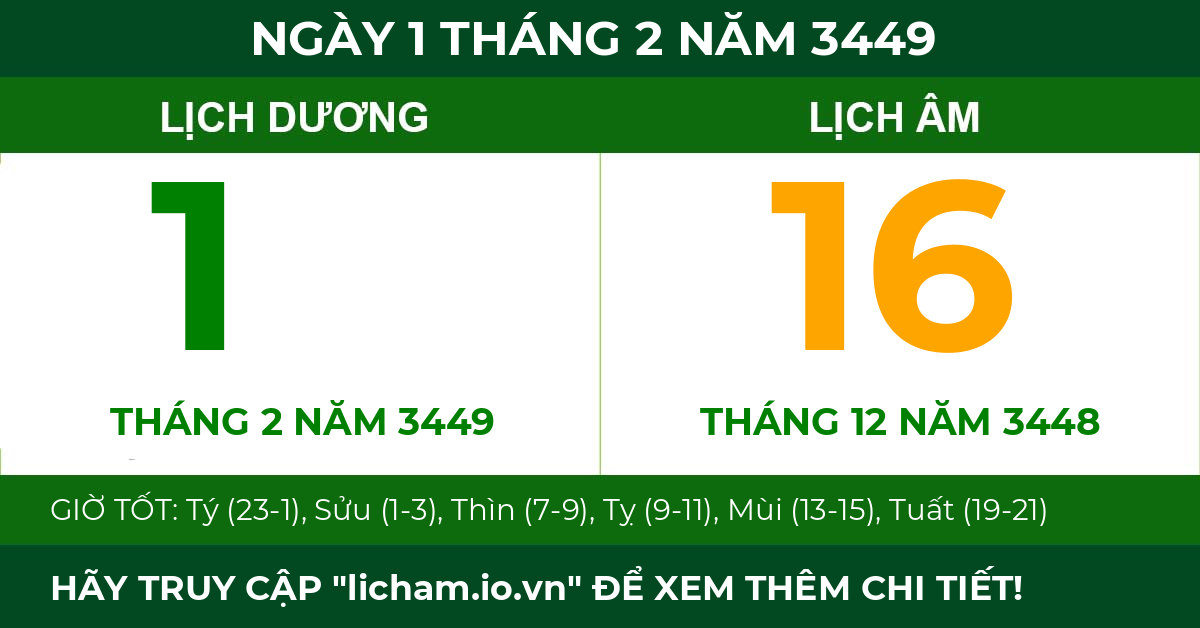 lịch âm ngày 1 tháng 2 năm 3449
