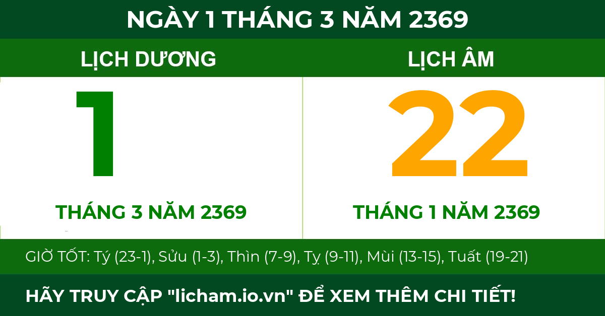 lịch âm ngày 1 tháng 3 năm 2369