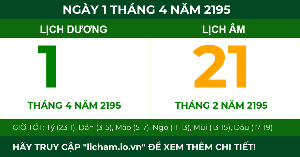 lịch âm ngày 1 tháng 4 năm 2195
