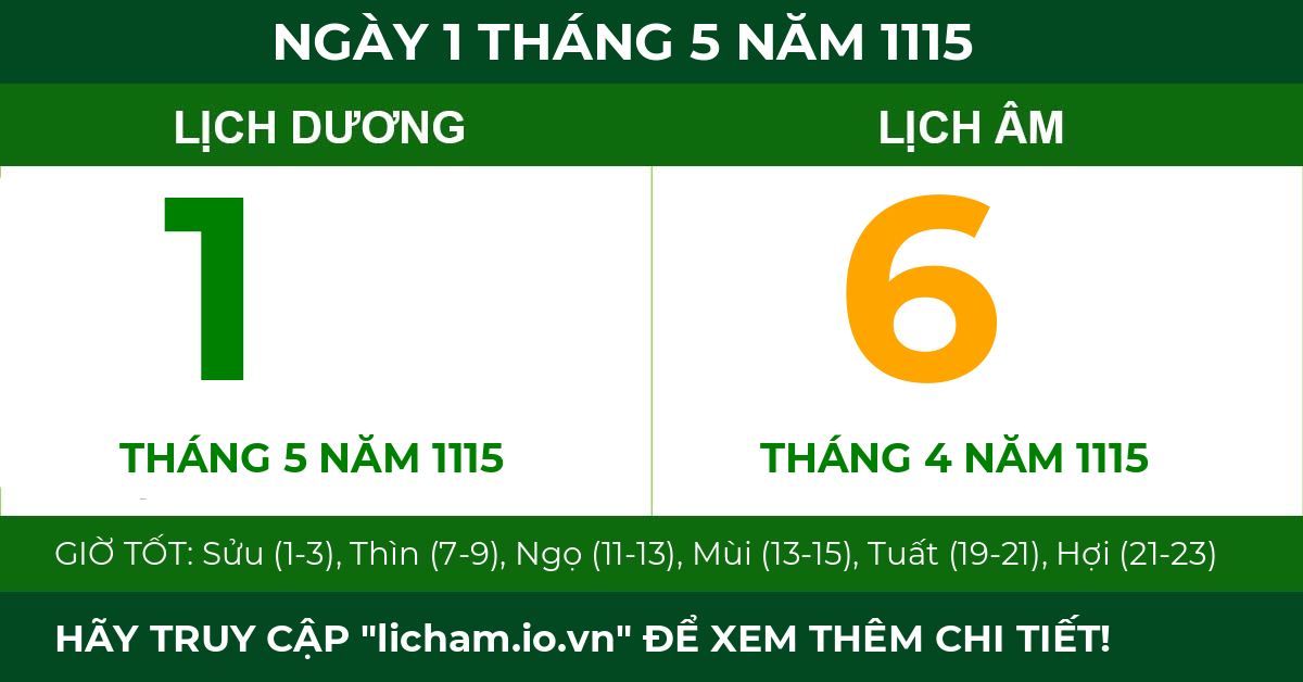 lịch âm ngày 1 tháng 5 năm 1115