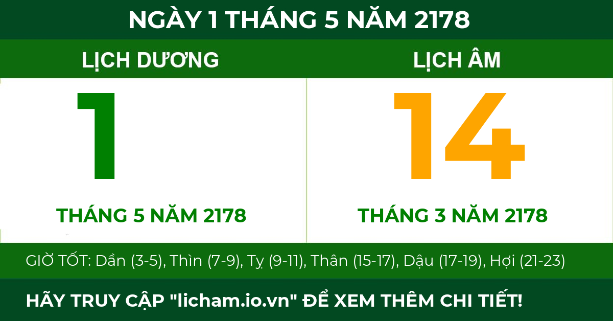 lịch âm ngày 1 tháng 5 năm 2178