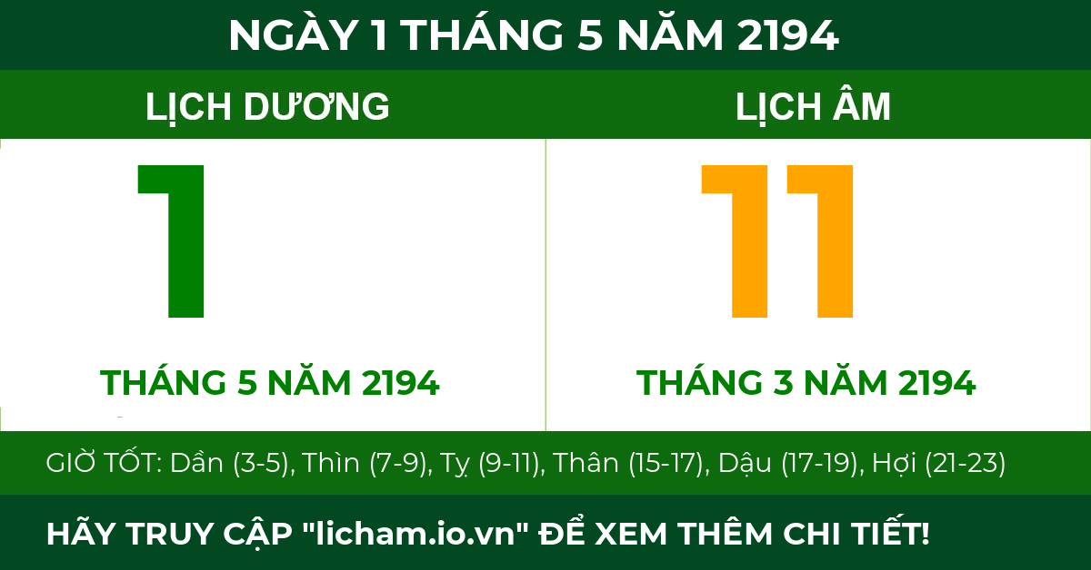 lịch âm ngày 1 tháng 5 năm 2194