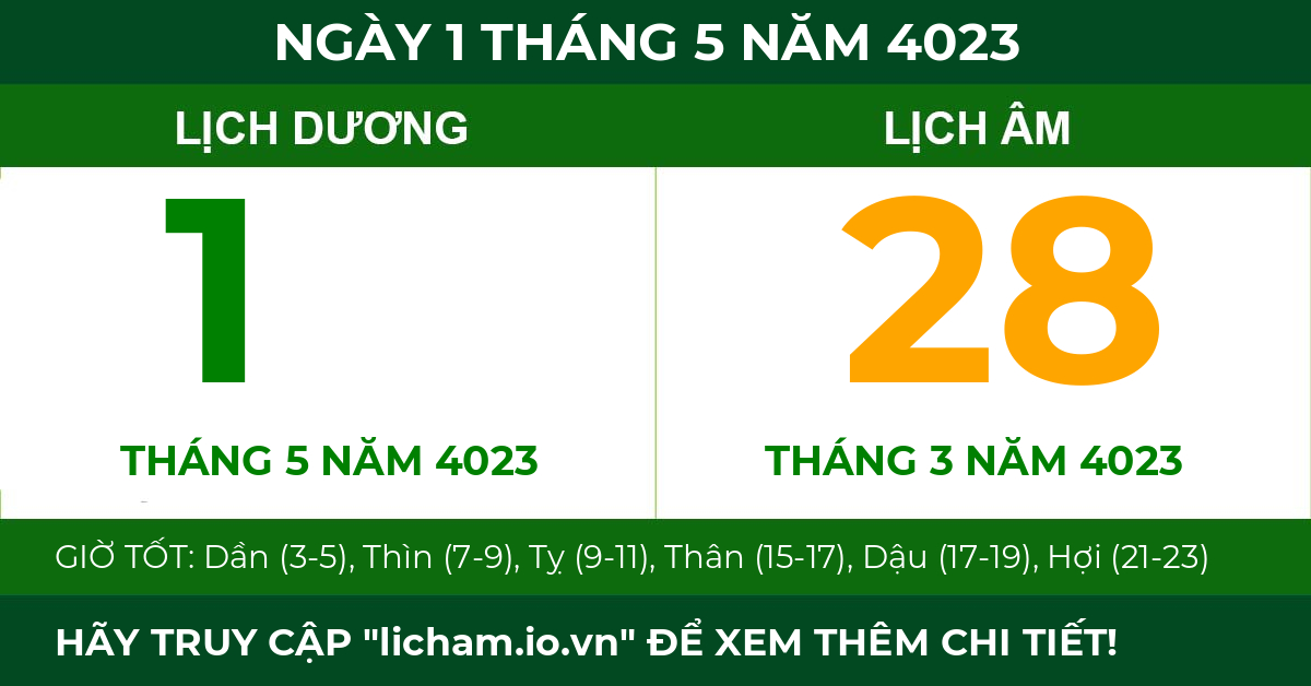 lịch âm ngày 1 tháng 5 năm 4023
