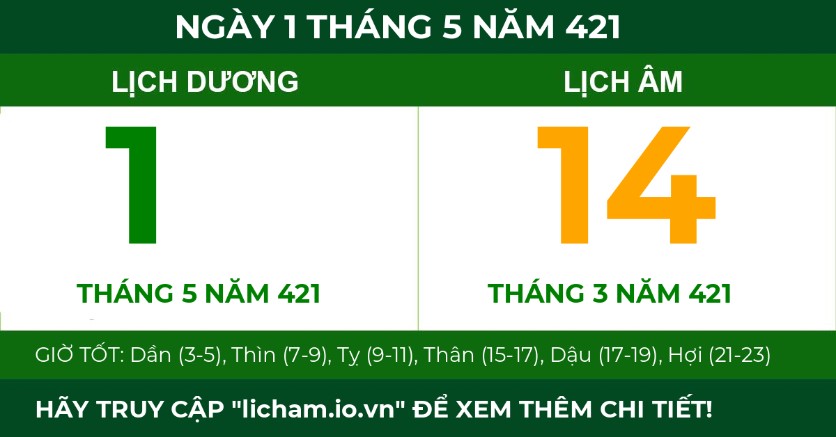 lịch âm ngày 1 tháng 5 năm 421