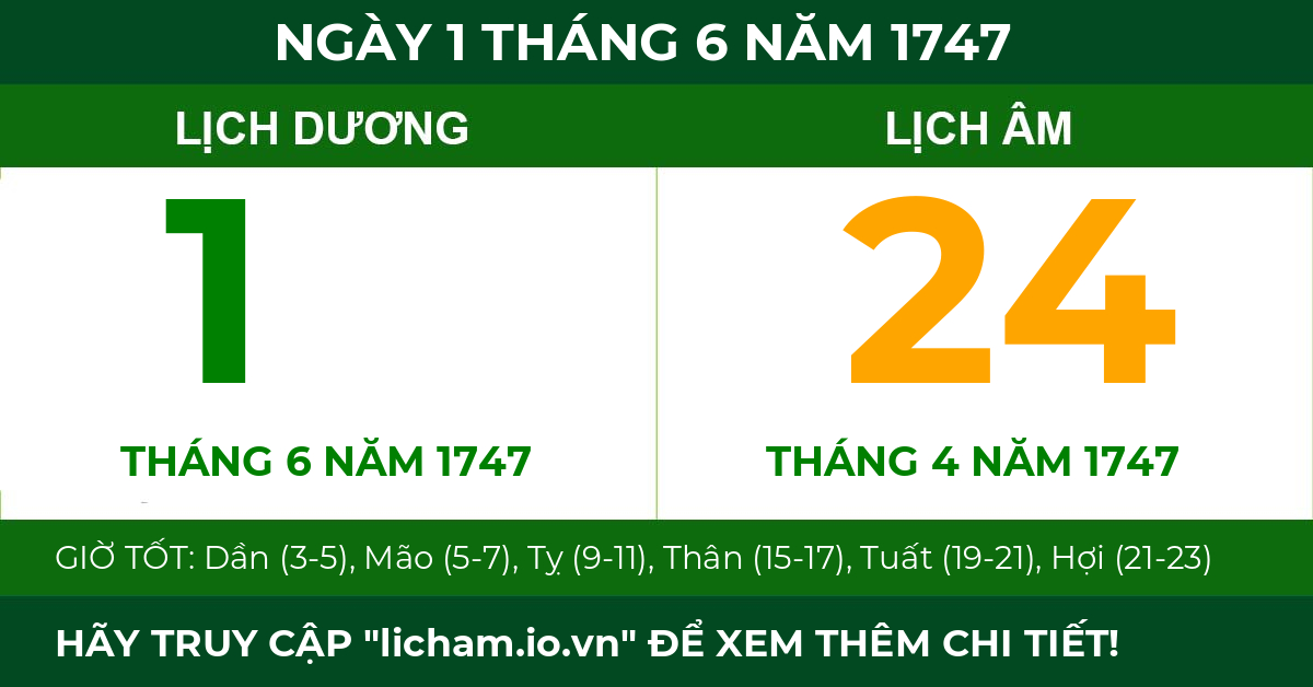lịch âm ngày 1 tháng 6 năm 1747