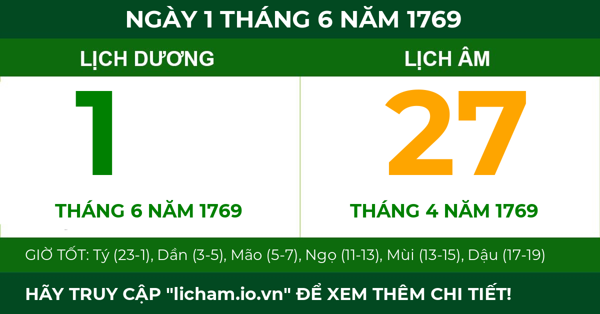 lịch âm ngày 1 tháng 6 năm 1769