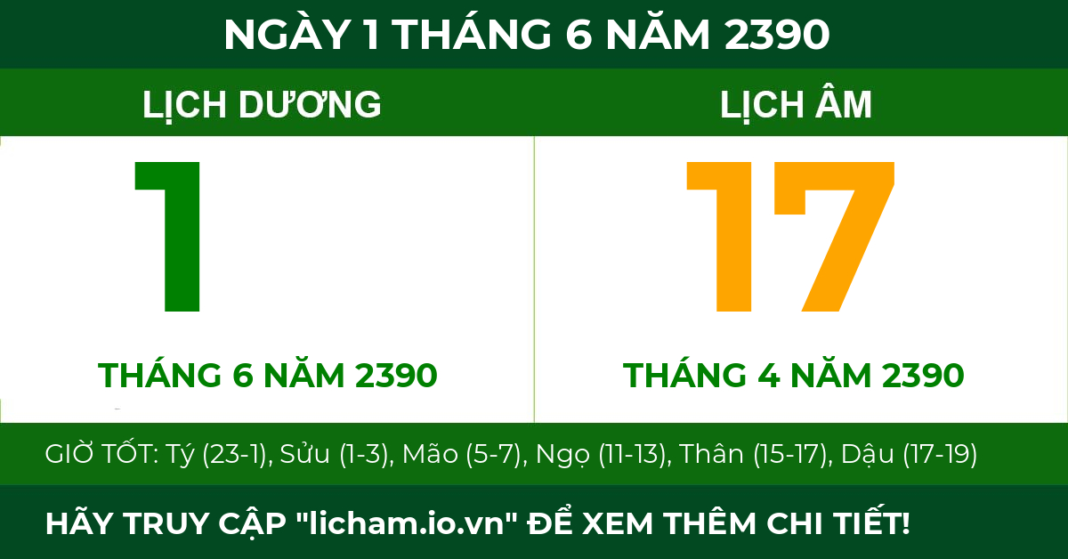 lịch âm ngày 1 tháng 6 năm 2390