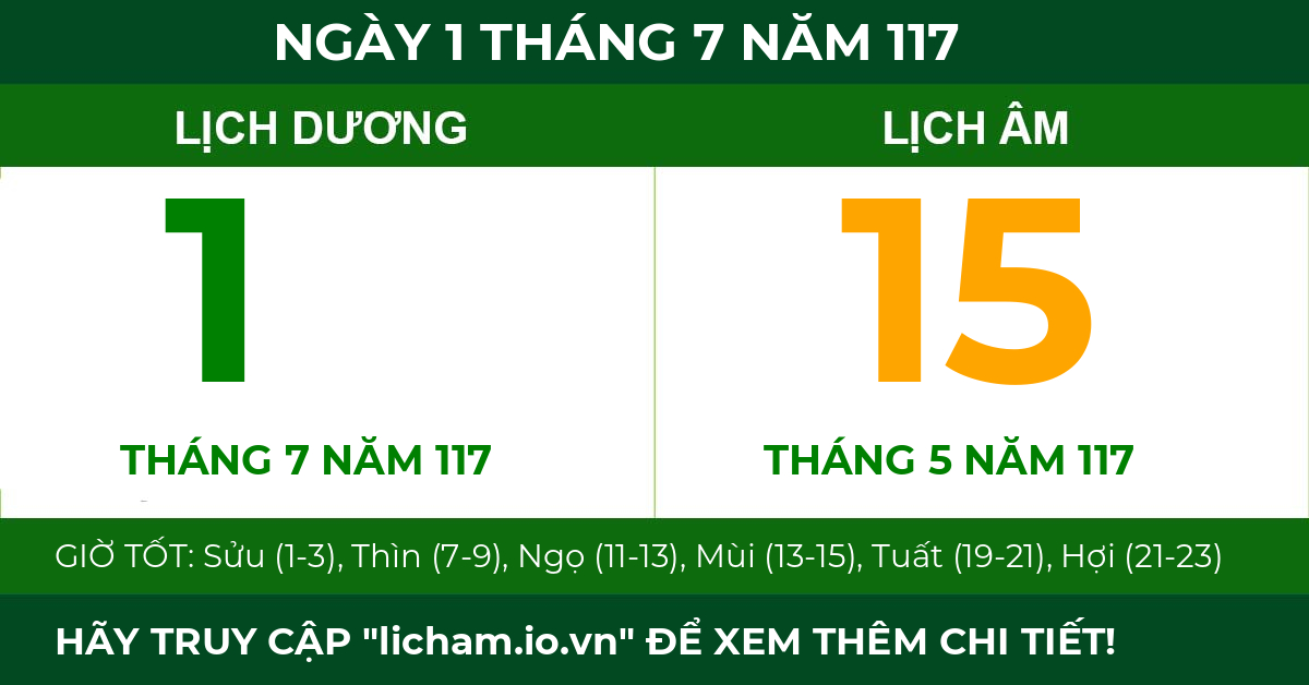 lịch âm ngày 1 tháng 7 năm 117