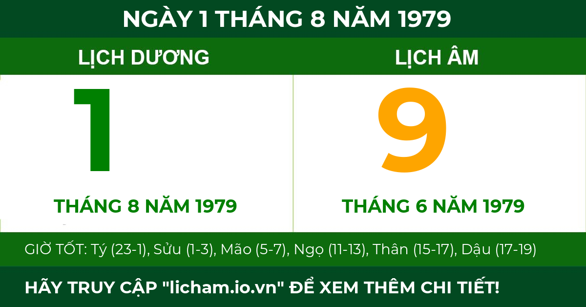 lịch âm ngày 1 tháng 8 năm 1979