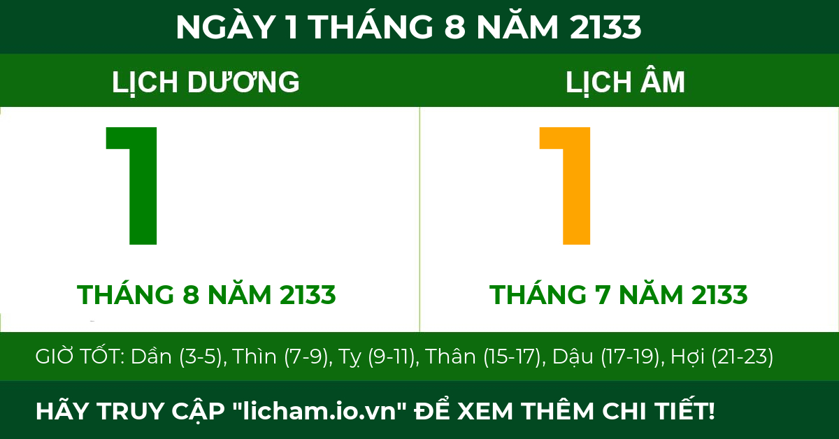 lịch âm ngày 1 tháng 8 năm 2133