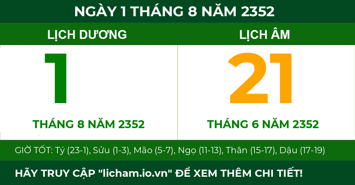 lịch âm ngày 1 tháng 8 năm 2352