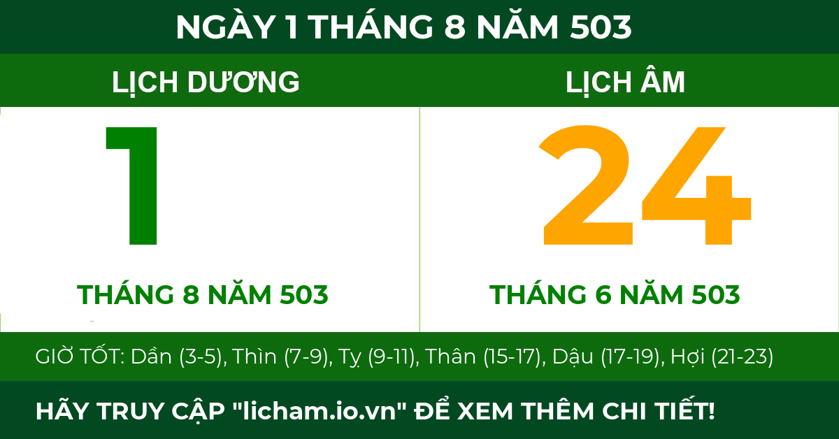lịch âm ngày 1 tháng 8 năm 503