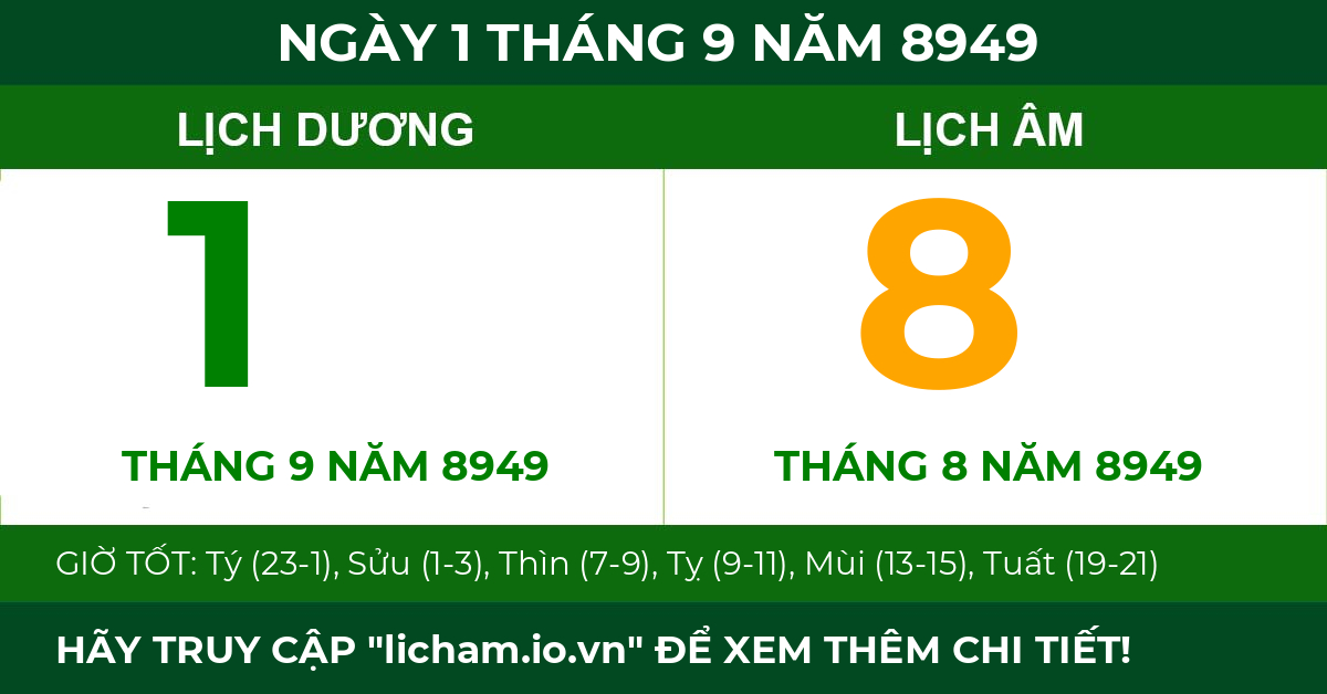 lịch âm ngày 1 tháng 9 năm 8949