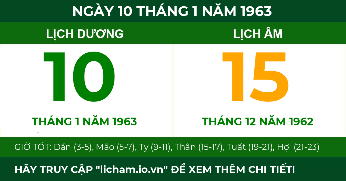 lịch âm ngày 10 tháng 1 năm 1963
