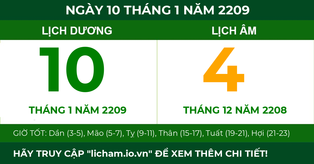lịch âm ngày 10 tháng 1 năm 2209