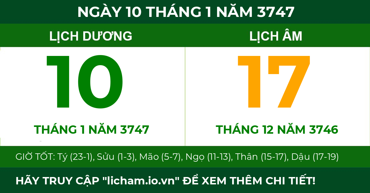 lịch âm ngày 10 tháng 1 năm 3747