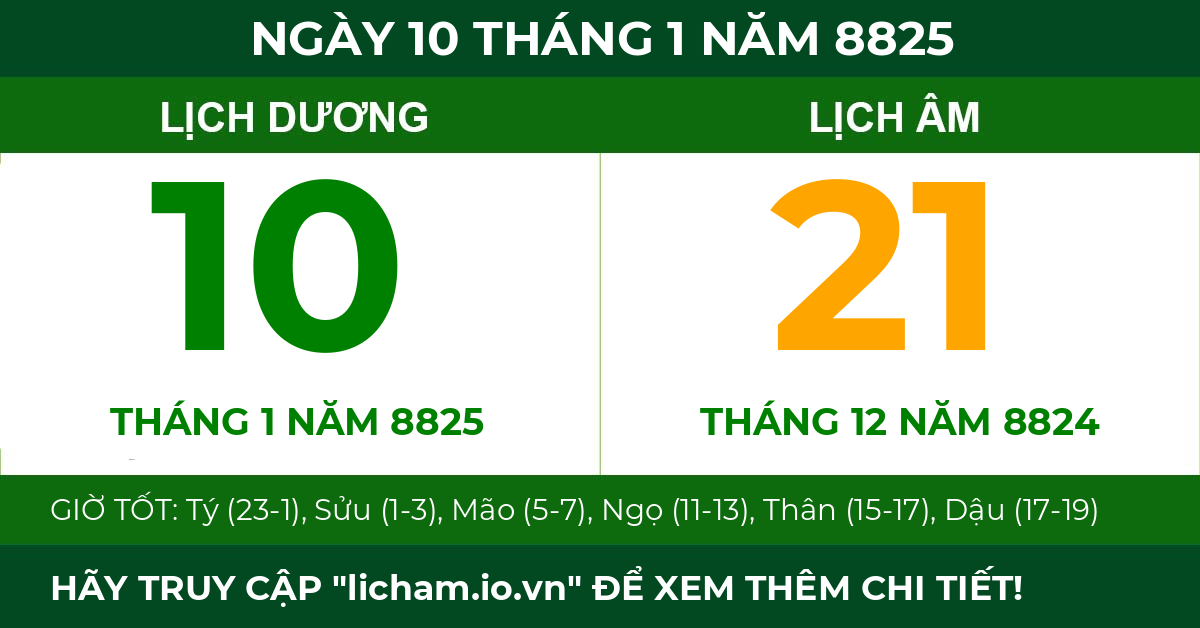 lịch âm ngày 10 tháng 1 năm 8825