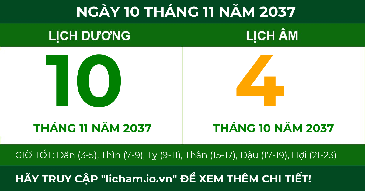 lịch âm ngày 10 tháng 11 năm 2037