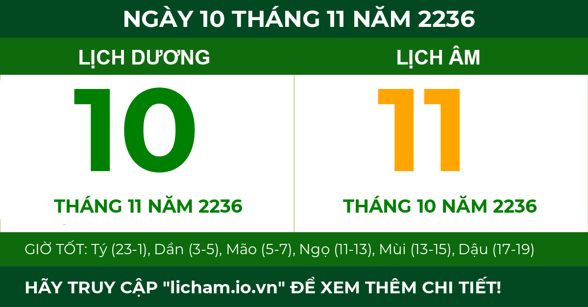 lịch âm ngày 10 tháng 11 năm 2236