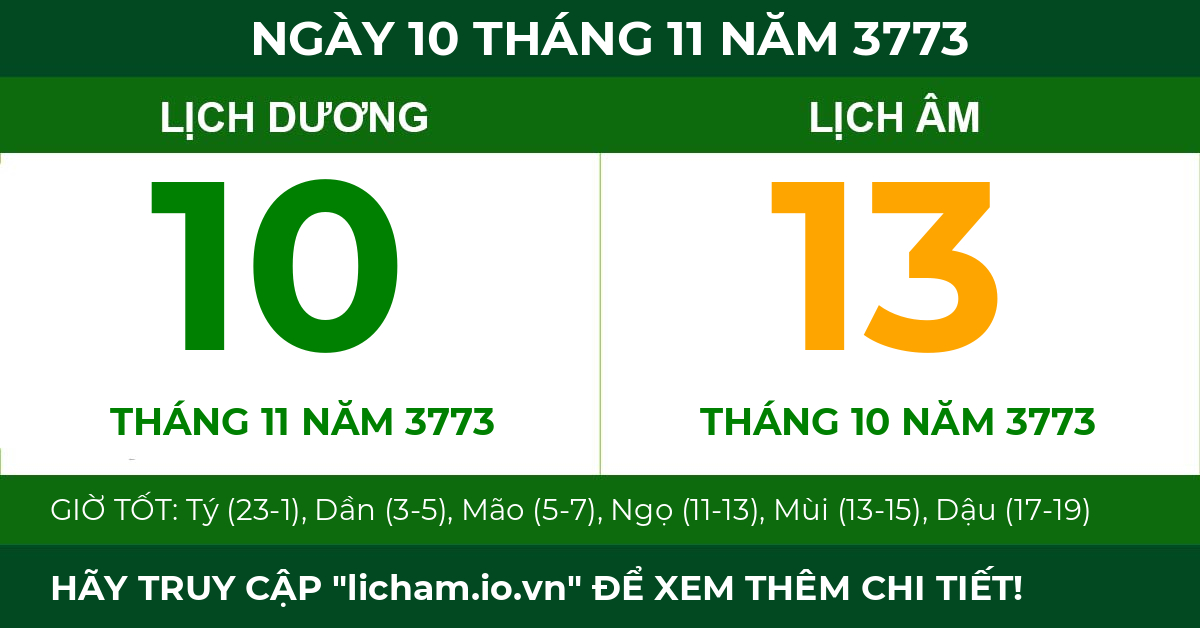 lịch âm ngày 10 tháng 11 năm 3773