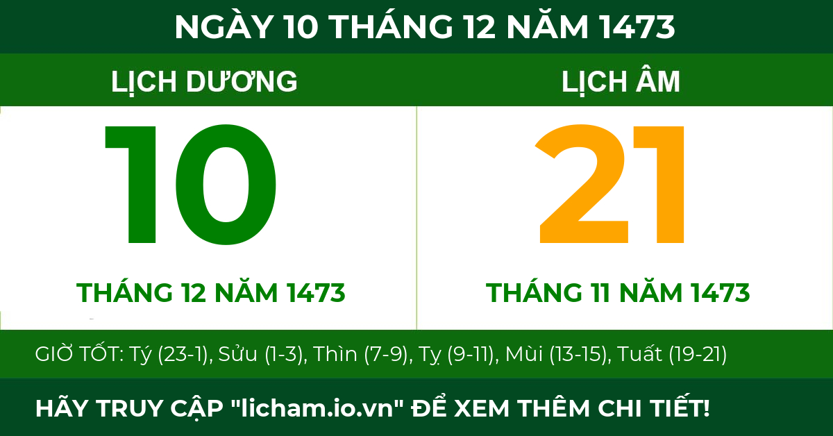 lịch âm ngày 10 tháng 12 năm 1473