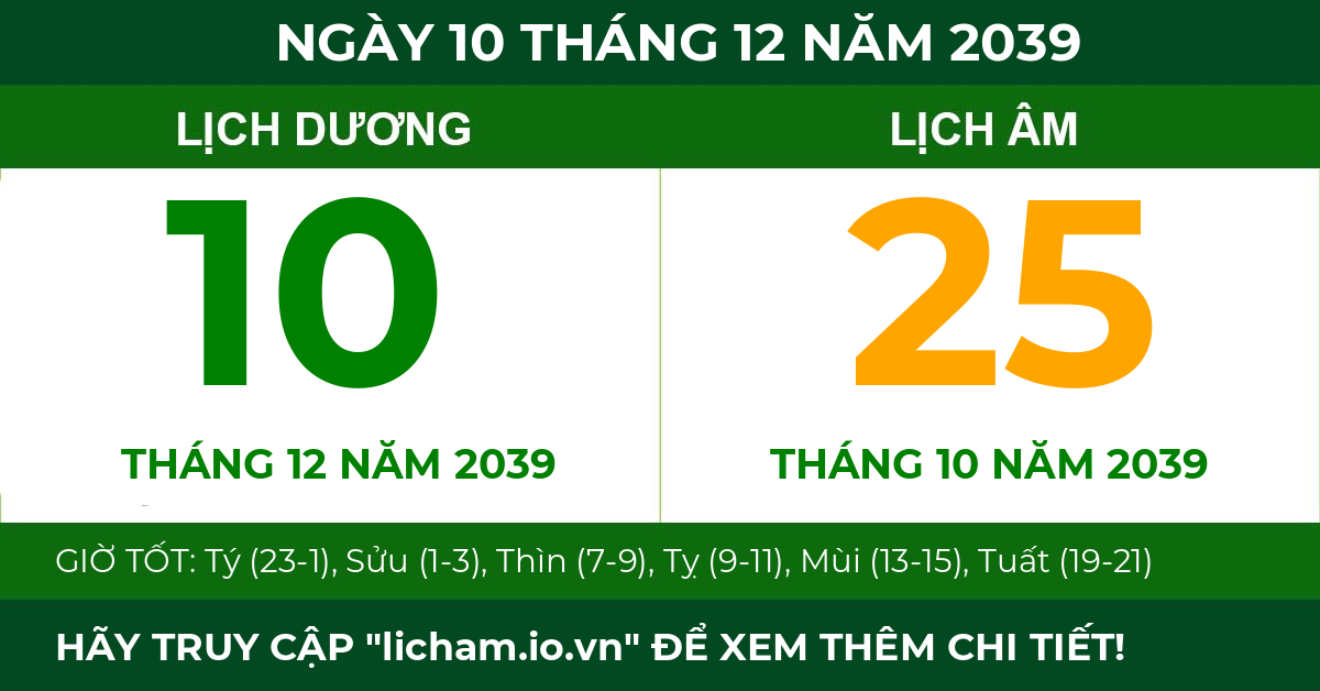 lịch âm ngày 10 tháng 12 năm 2039