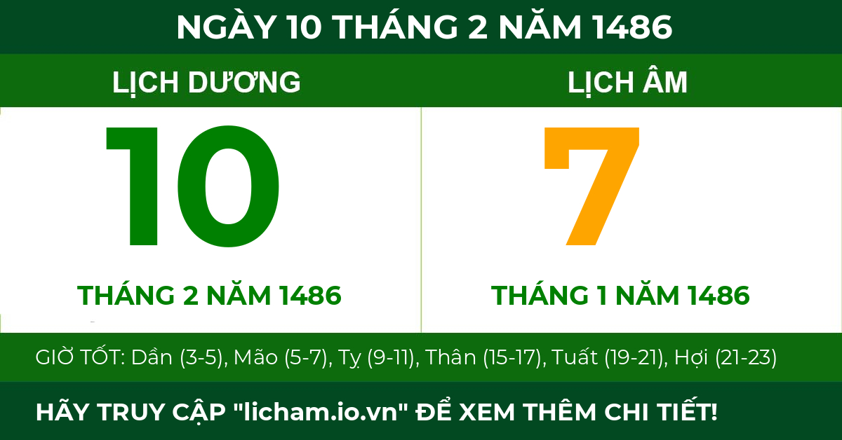 lịch âm ngày 10 tháng 2 năm 1486