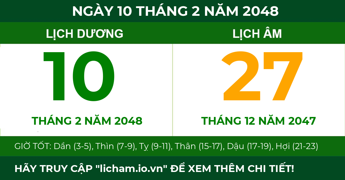 lịch âm ngày 10 tháng 2 năm 2048