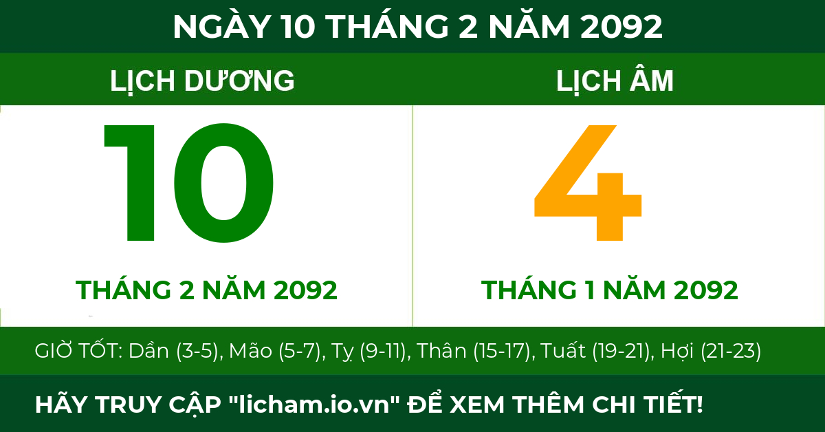 lịch âm ngày 10 tháng 2 năm 2092
