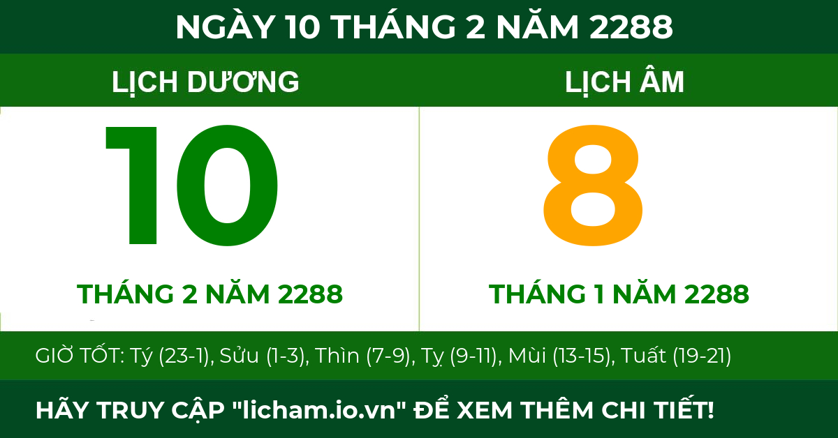 lịch âm ngày 10 tháng 2 năm 2288