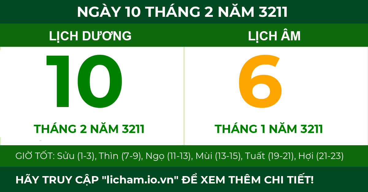 lịch âm ngày 10 tháng 2 năm 3211