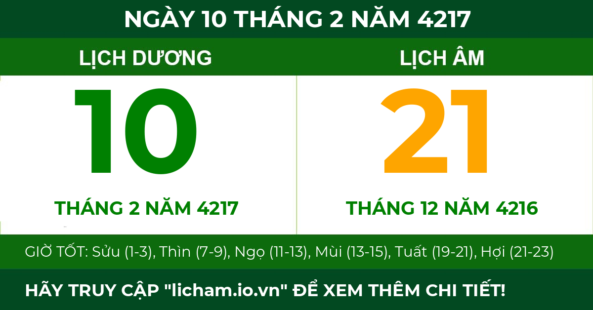 lịch âm ngày 10 tháng 2 năm 4217