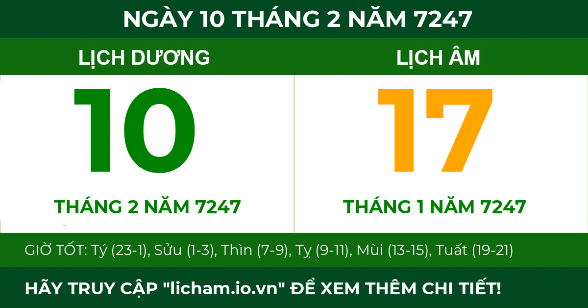 lịch âm ngày 10 tháng 2 năm 7247