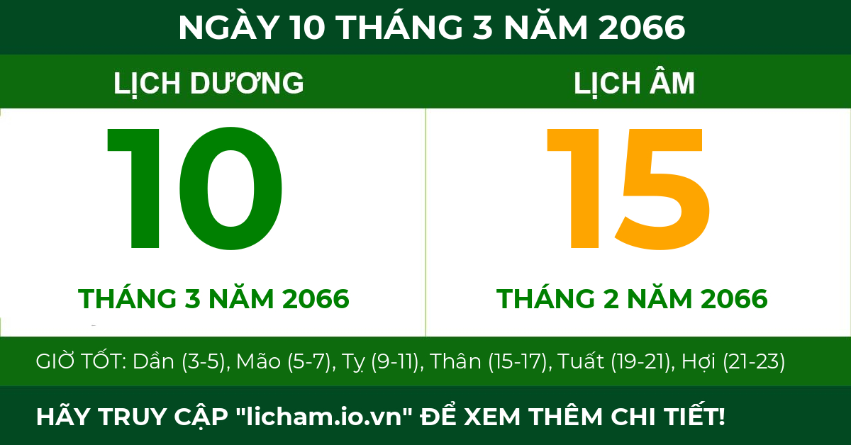 lịch âm ngày 10 tháng 3 năm 2066