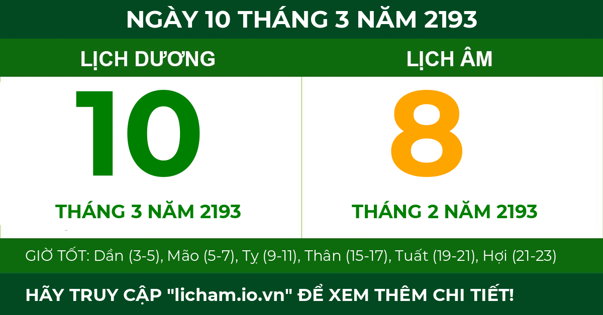 lịch âm ngày 10 tháng 3 năm 2193