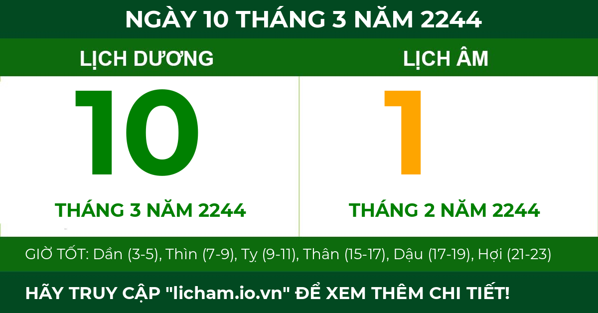lịch âm ngày 10 tháng 3 năm 2244