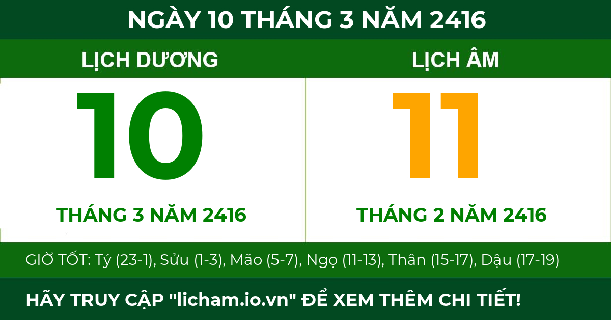 lịch âm ngày 10 tháng 3 năm 2416