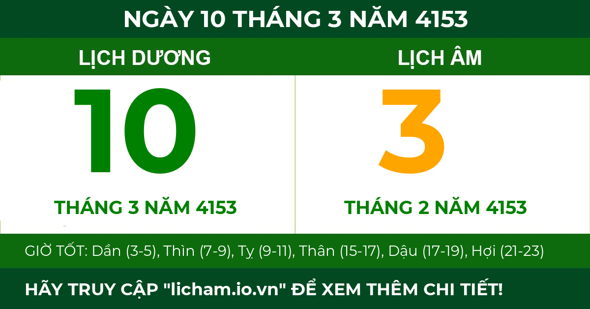 lịch âm ngày 10 tháng 3 năm 4153