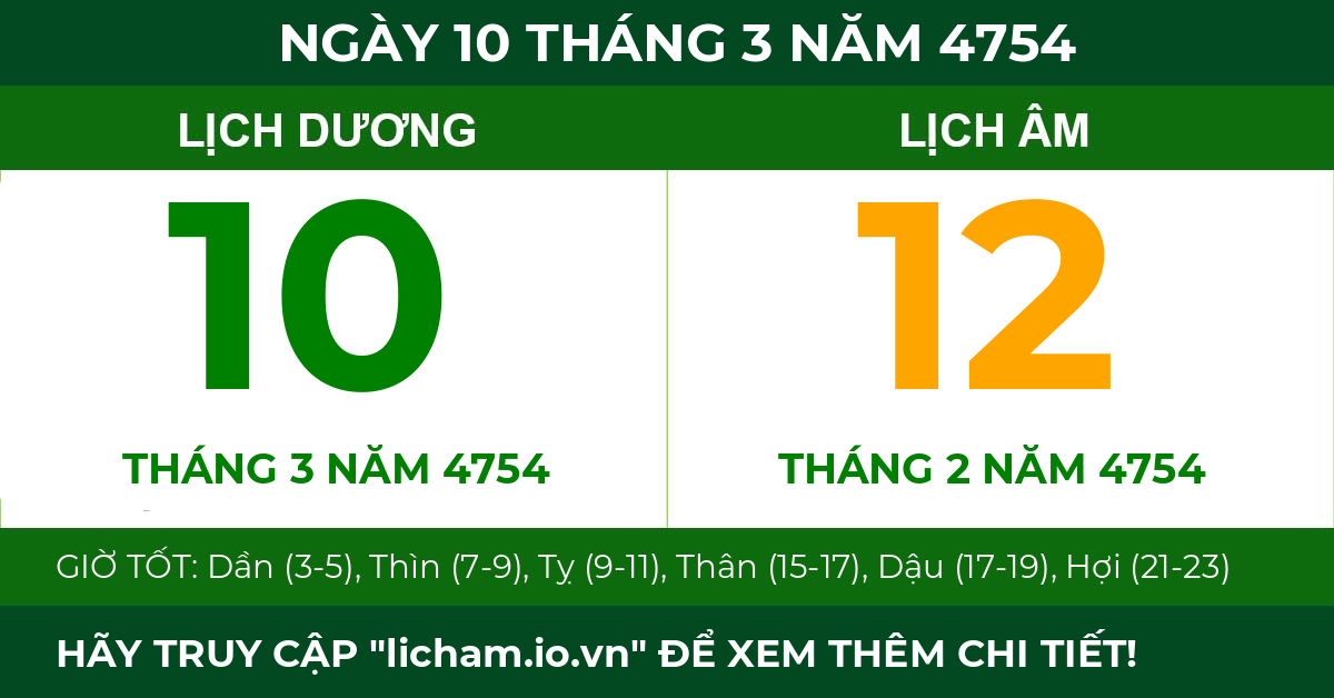 lịch âm ngày 10 tháng 3 năm 4754