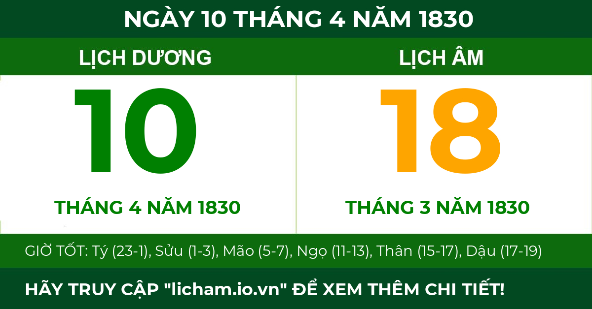 lịch âm ngày 10 tháng 4 năm 1830
