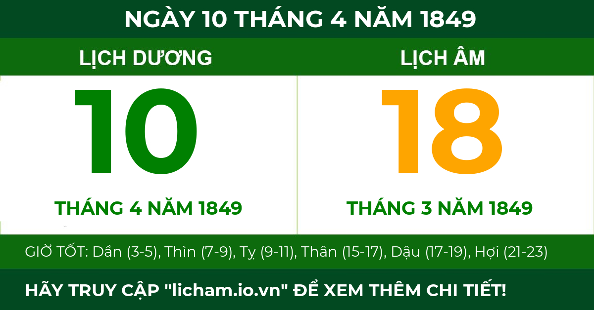 lịch âm ngày 10 tháng 4 năm 1849