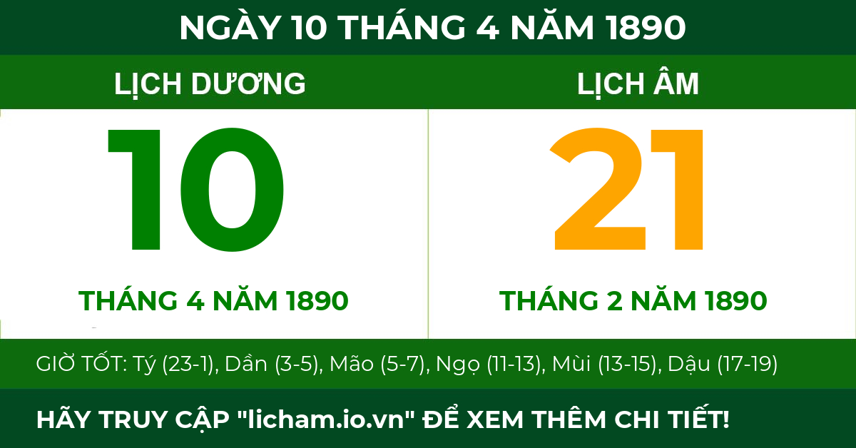 lịch âm ngày 10 tháng 4 năm 1890