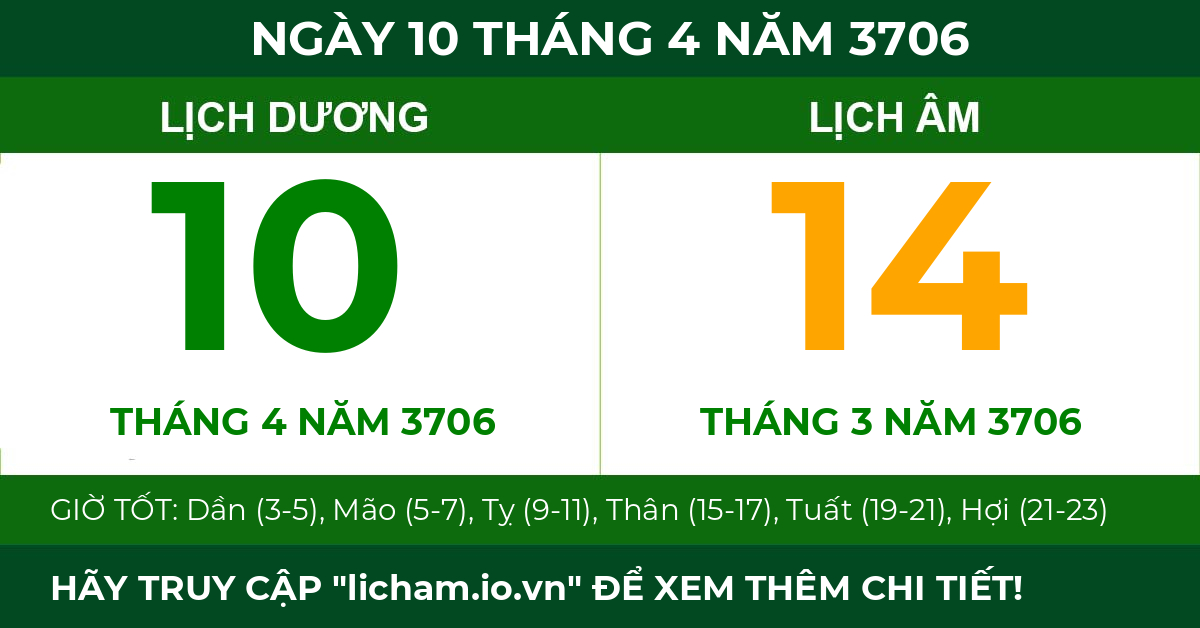 lịch âm ngày 10 tháng 4 năm 3706