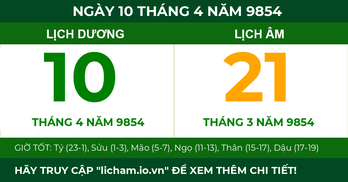 lịch âm ngày 10 tháng 4 năm 9854