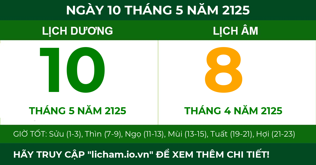 lịch âm ngày 10 tháng 5 năm 2125