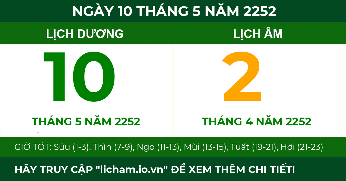 lịch âm ngày 10 tháng 5 năm 2252
