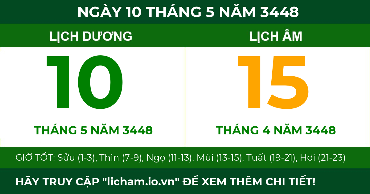 lịch âm ngày 10 tháng 5 năm 3448